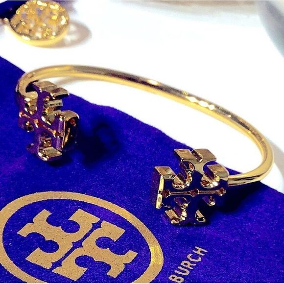 TORY BURCH KIRA 18K GOLD PLATED CUFF BRACELET - Picture 7 of 7